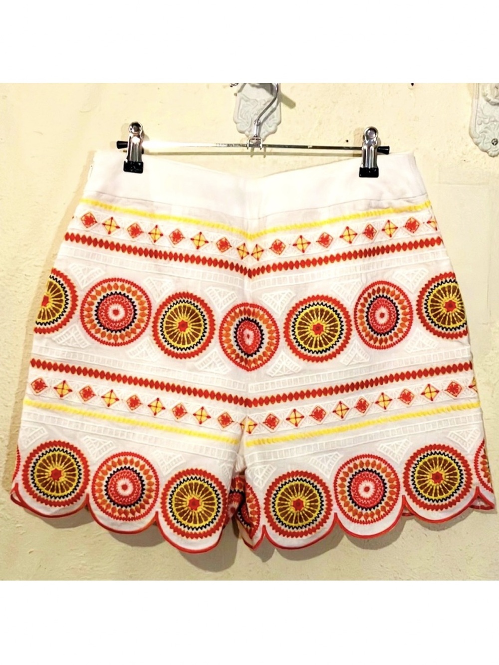 Boden Tamsin Embroidered Linen Blend Shorts |  Multicolor | Like New | Sz 10